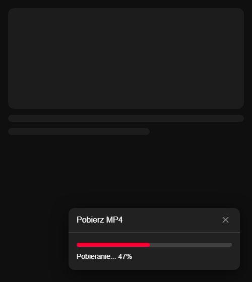The panel showing download progress